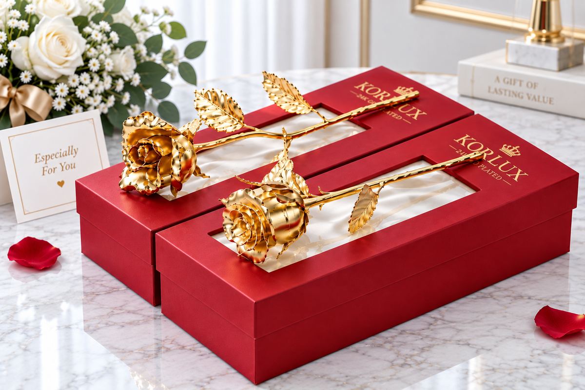 Hoa hồng mạ vàng cao cấp trong hộp quà đỏ sang trọng. Hoa hồng mạ vàng cao cấp trong hộp quà đỏ sang trọng.