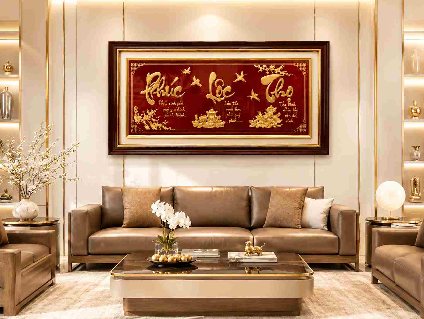 tranh chữ phúc lộc thọ mạ vàng tranh chữ phúc lộc thọ mạ vàng
